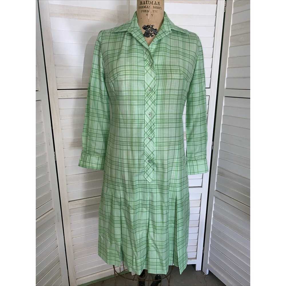 Vintage 60/70s Serbin Of Florida Shirt Dress Plai… - image 1