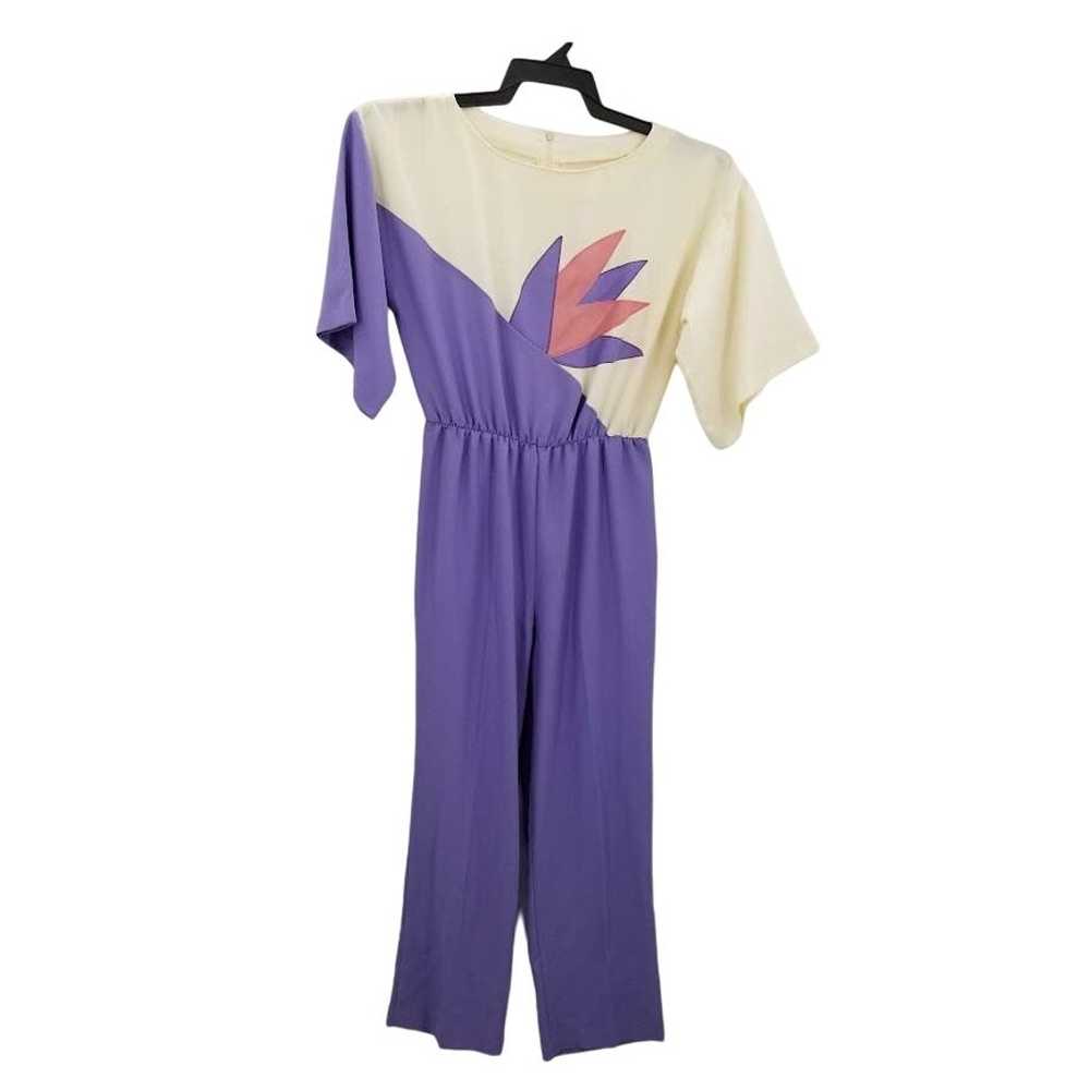 Vintage 80s Jumpsuit Pantsuit Romper Short Sleeve… - image 1