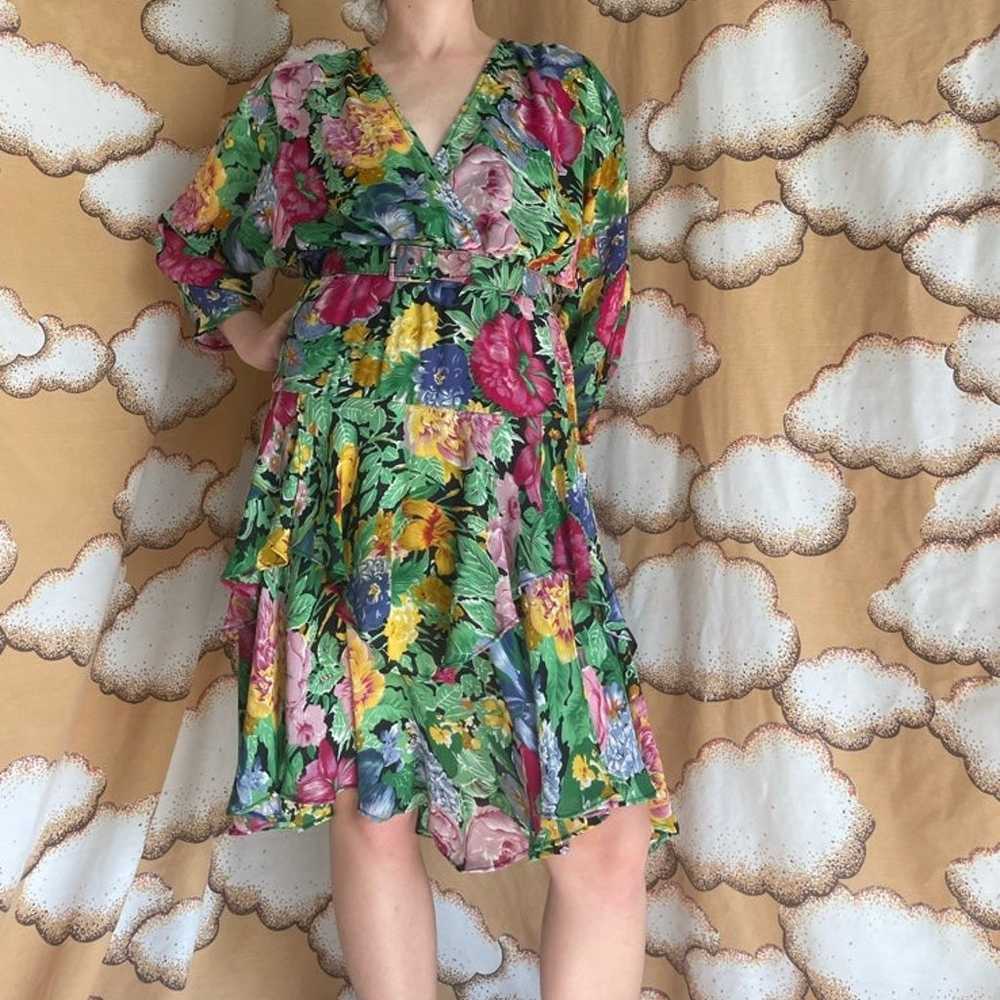 VTG Floral Floaty Patty Frock with Matching Belt - image 2