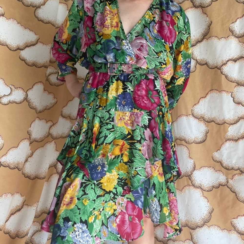 VTG Floral Floaty Patty Frock with Matching Belt - image 3