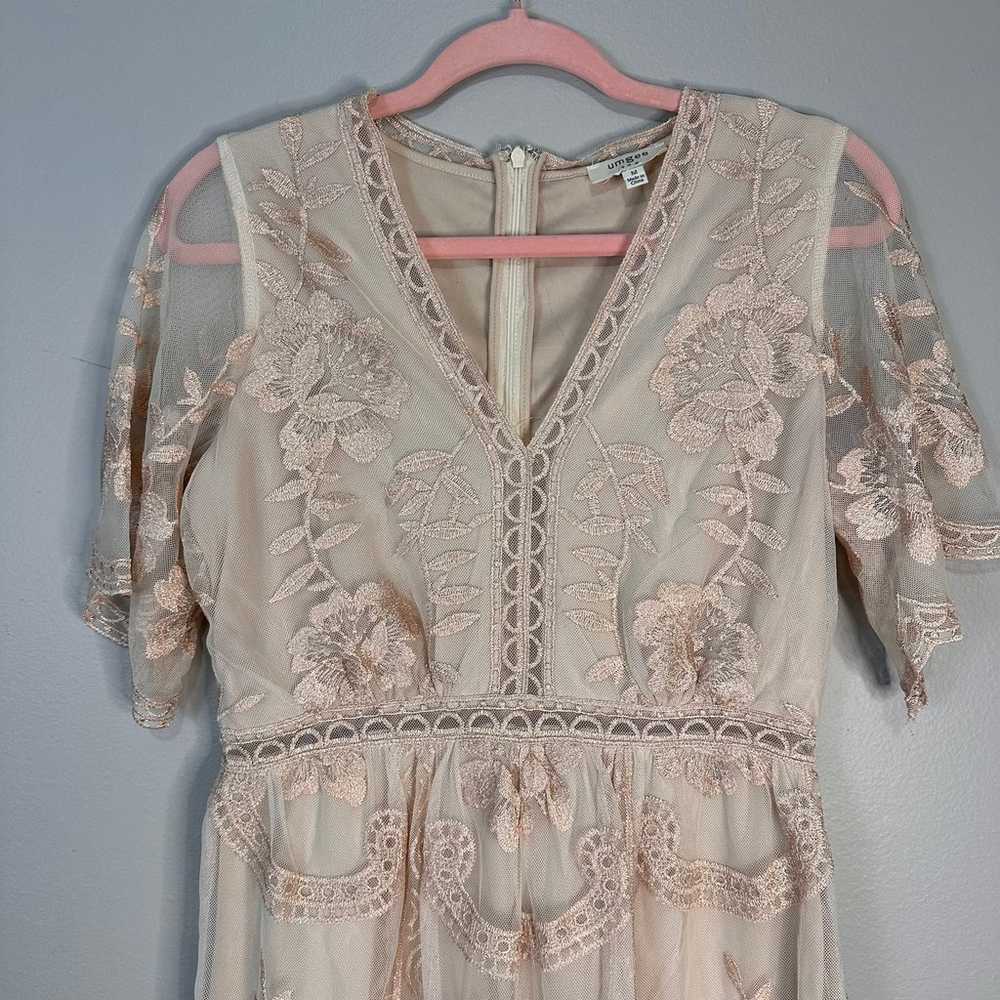 Umgee Nude & Rose Gold Shimmer Floral Embroidered… - image 4