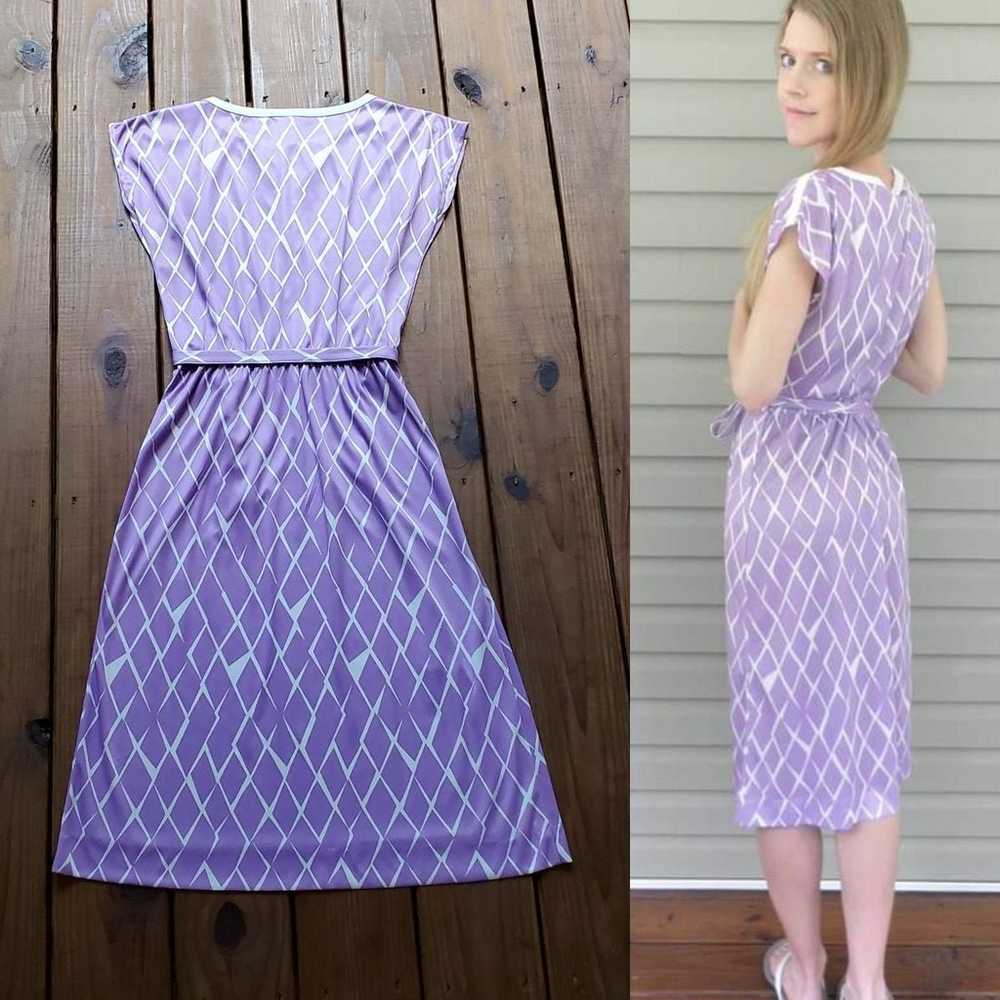 Vintage 60's 70's 12 purple midi dress - image 2