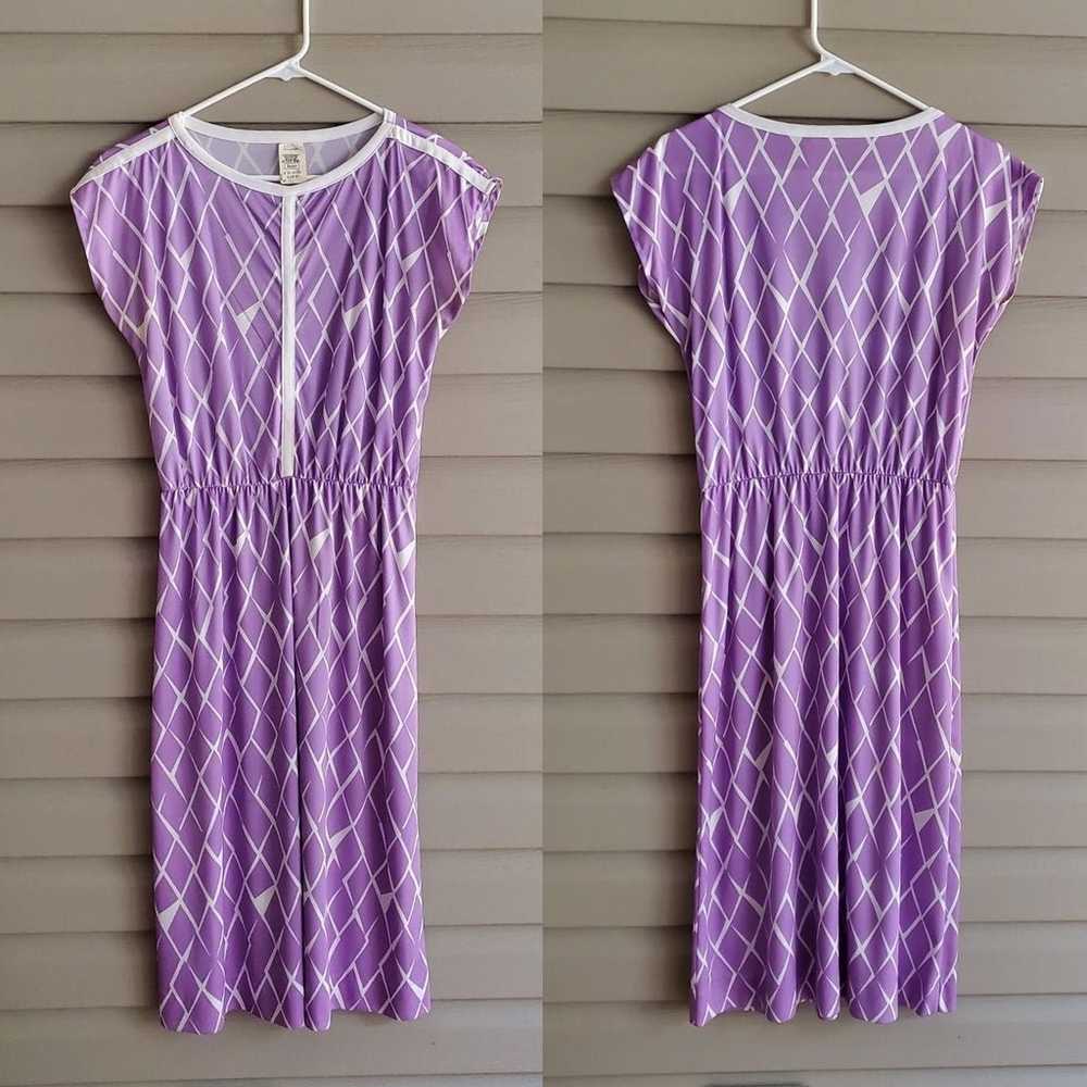 Vintage 60's 70's 12 purple midi dress - image 4