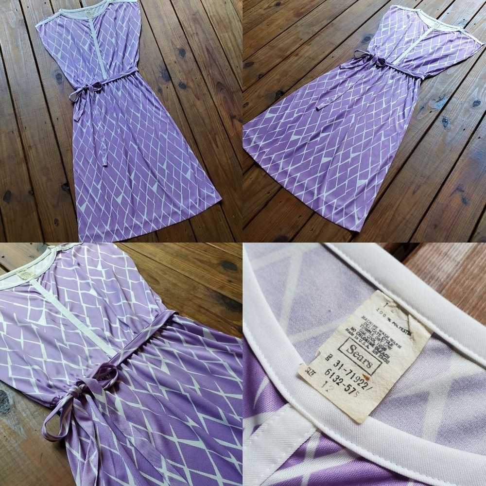 Vintage 60's 70's 12 purple midi dress - image 5