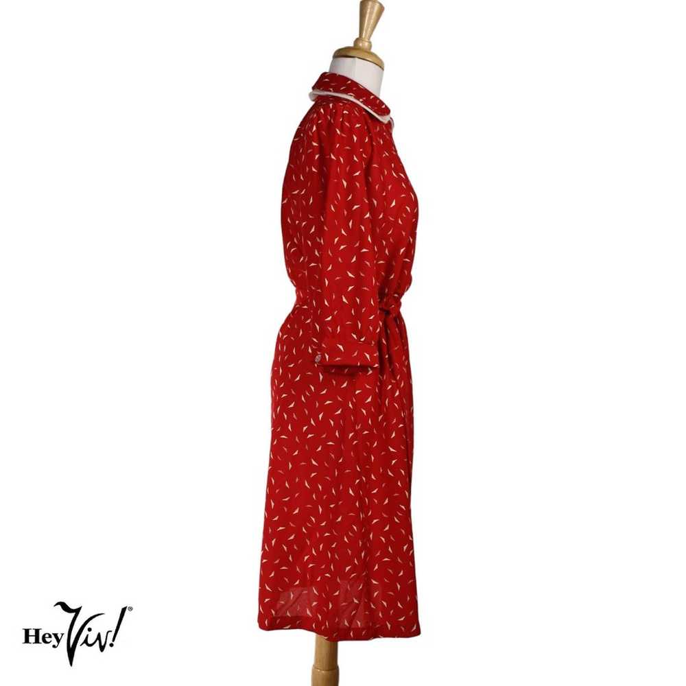 Vintage 70s Jen Jen Red & White Print Day Dress P… - image 2