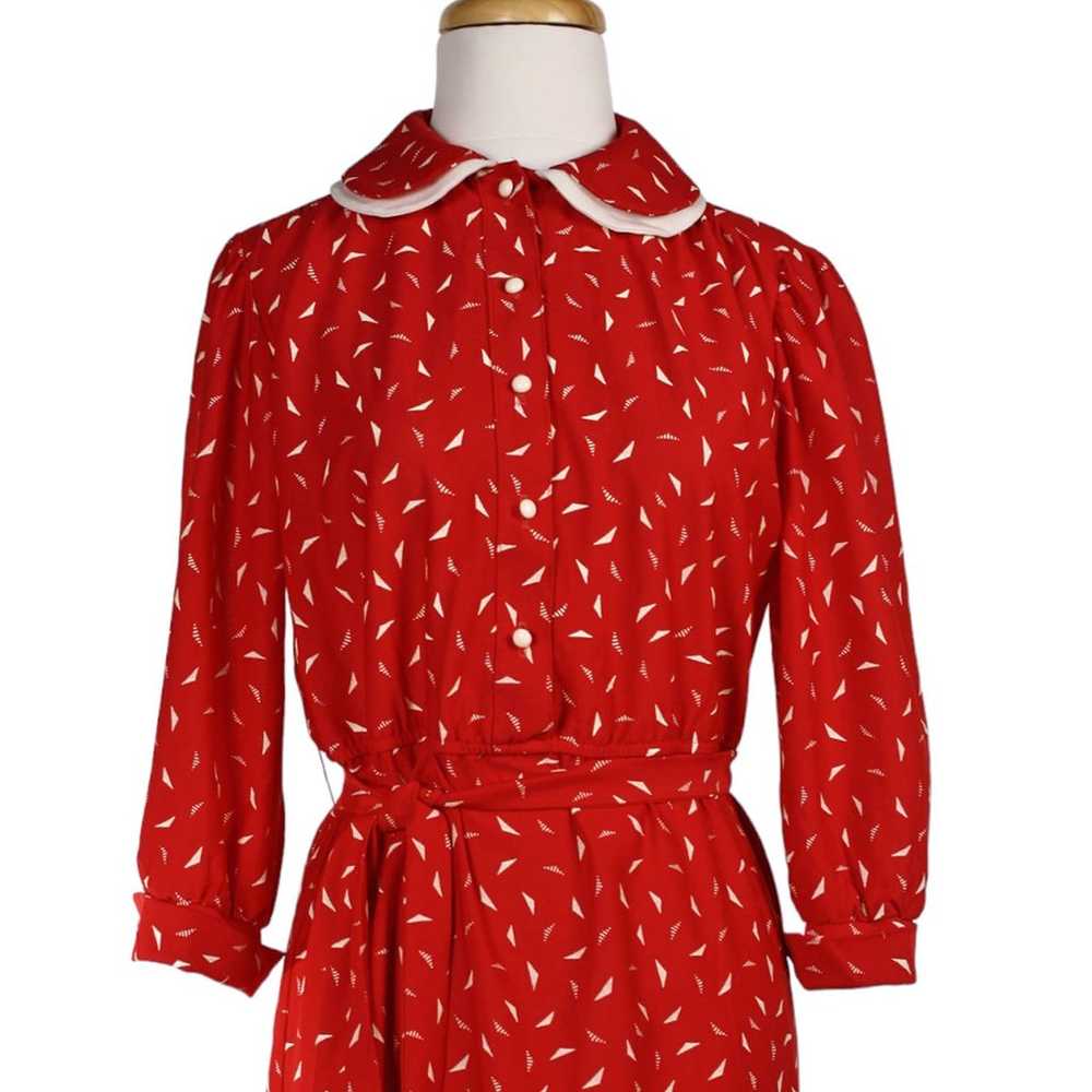 Vintage 70s Jen Jen Red & White Print Day Dress P… - image 5