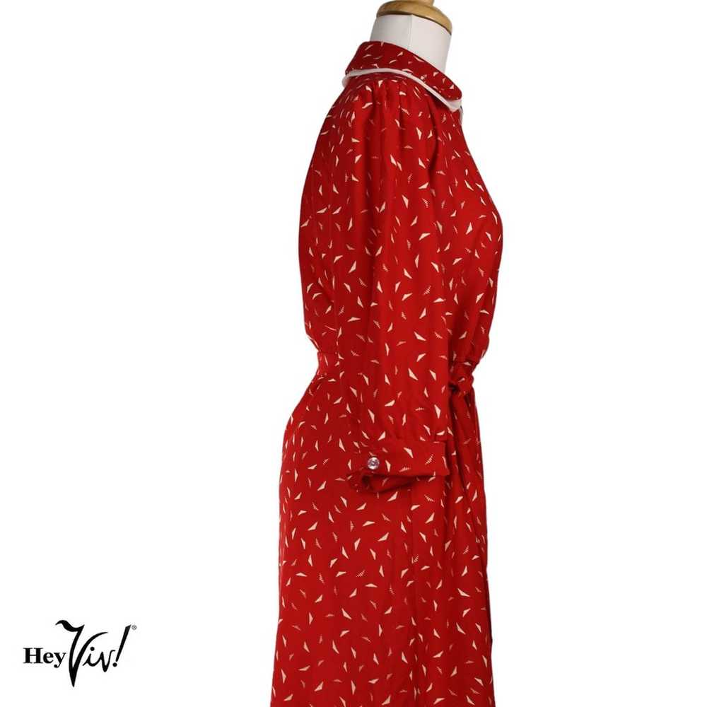 Vintage 70s Jen Jen Red & White Print Day Dress P… - image 6