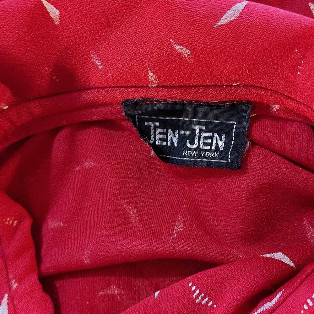 Vintage 70s Jen Jen Red & White Print Day Dress P… - image 7