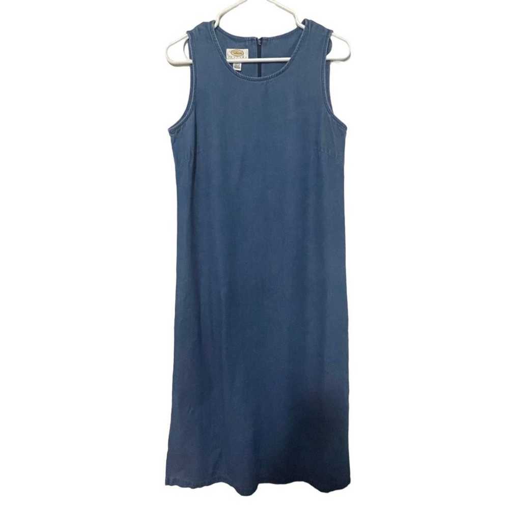 Talbots 100% Cotton Sleeveless Denim Dress w/Roun… - image 1