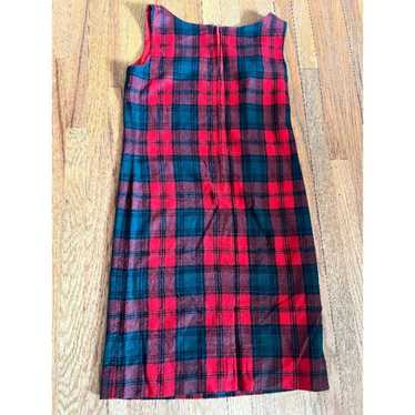 60s Vintage Red Tartan Plaid Tank Dress - Medium/… - image 1