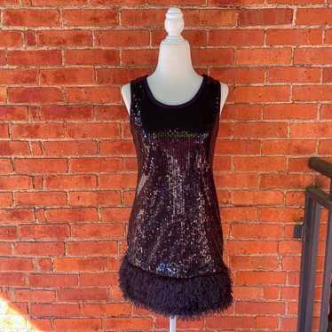 black sequin feathery dress - image 1