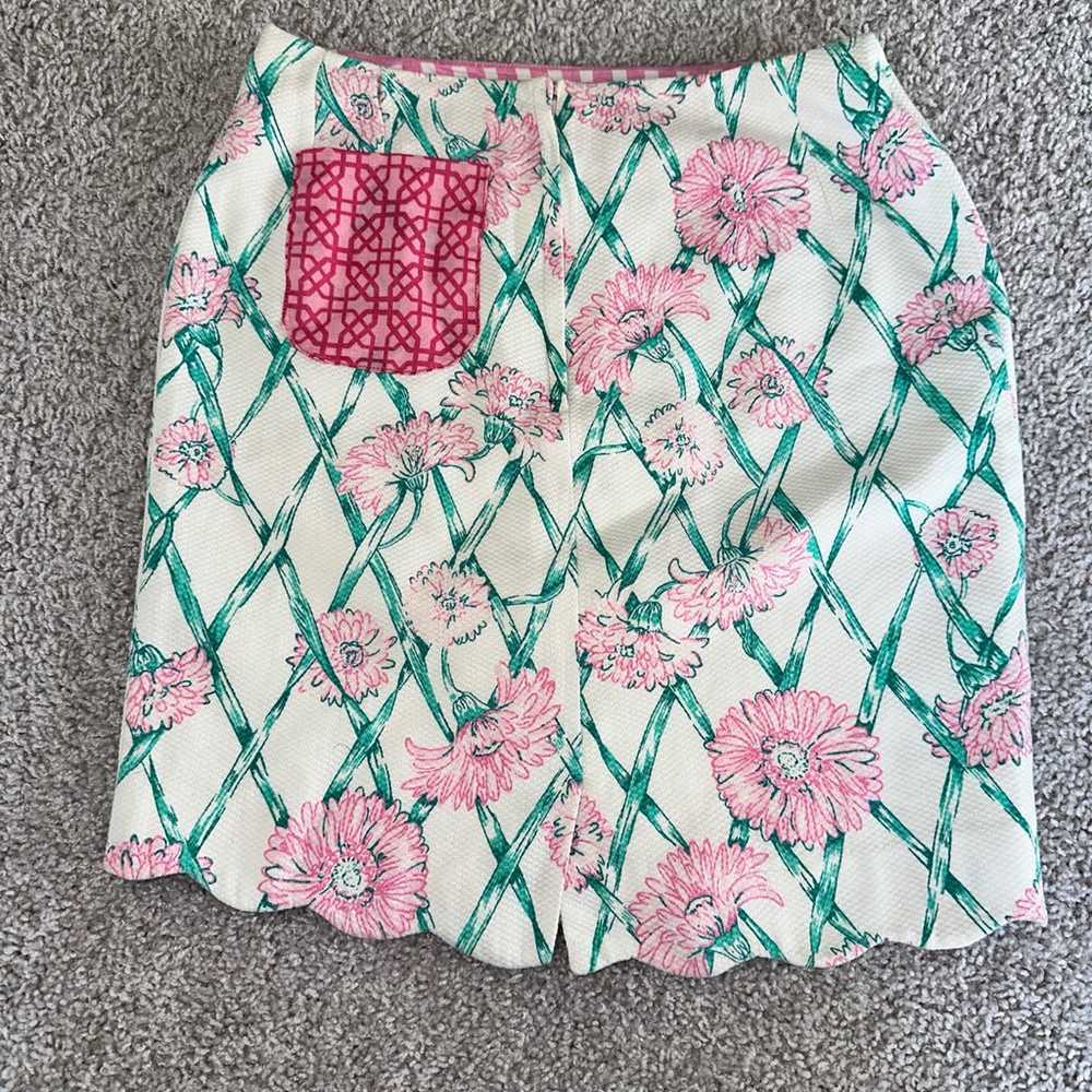 Lilly Pulitzer Vintage Green Pink Floral Scallope… - image 3