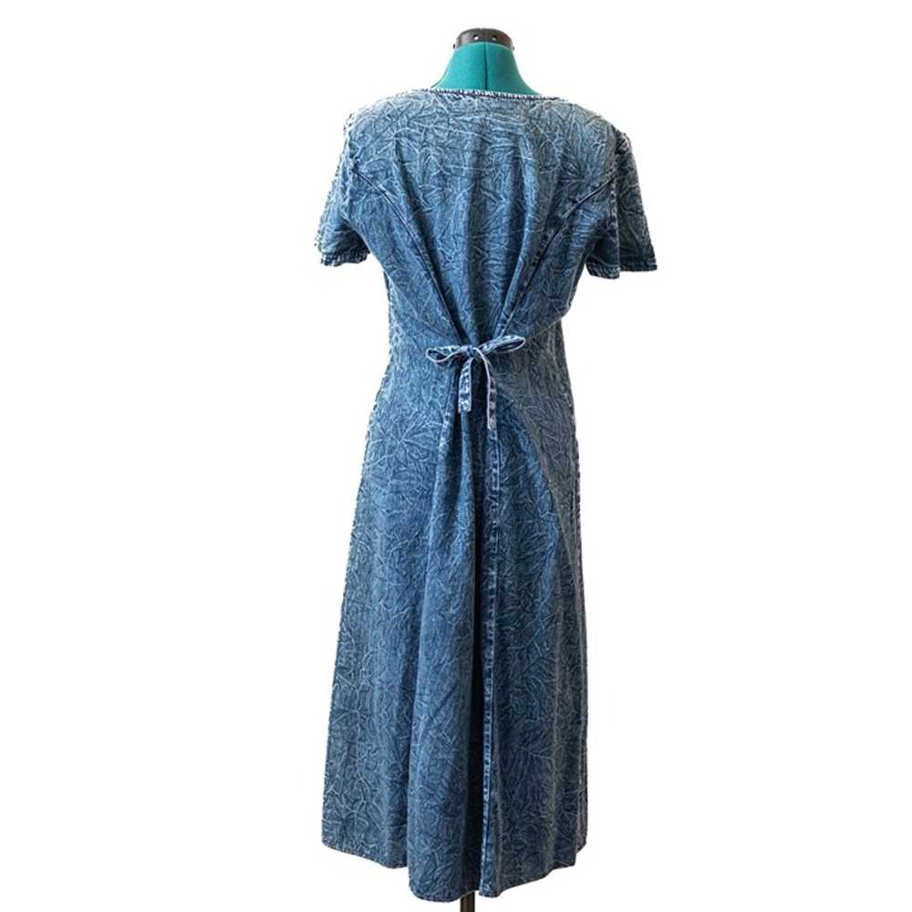 Vintage Denim Midi Dress A Line Short Sleeve Wome… - image 2