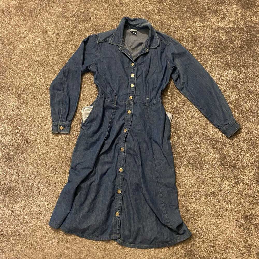 Vintage Essentials Style Denim Dress Womens 8 Blu… - image 1