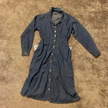 Vintage Essentials Style Denim Dress Womens 8 Blue