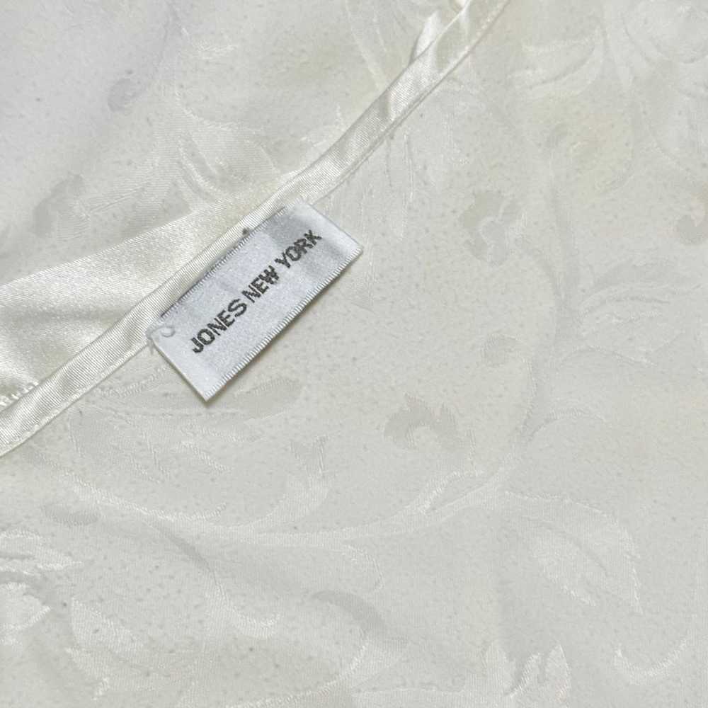 Vintage Jones New York off white jacquard satin V… - image 4