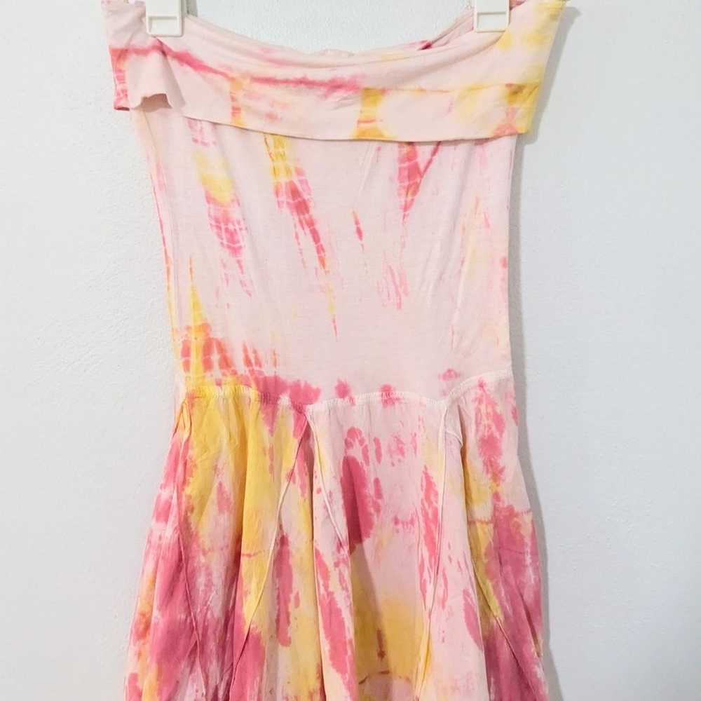 Vintage Y2K Mixed Media Tie Dye Strapless Midi Dr… - image 2