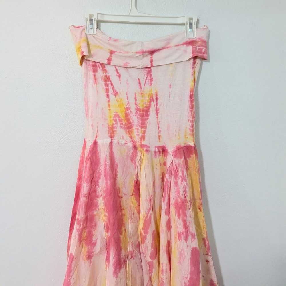 Vintage Y2K Mixed Media Tie Dye Strapless Midi Dr… - image 6