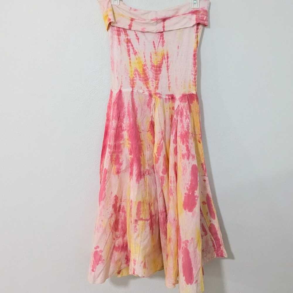 Vintage Y2K Mixed Media Tie Dye Strapless Midi Dr… - image 7