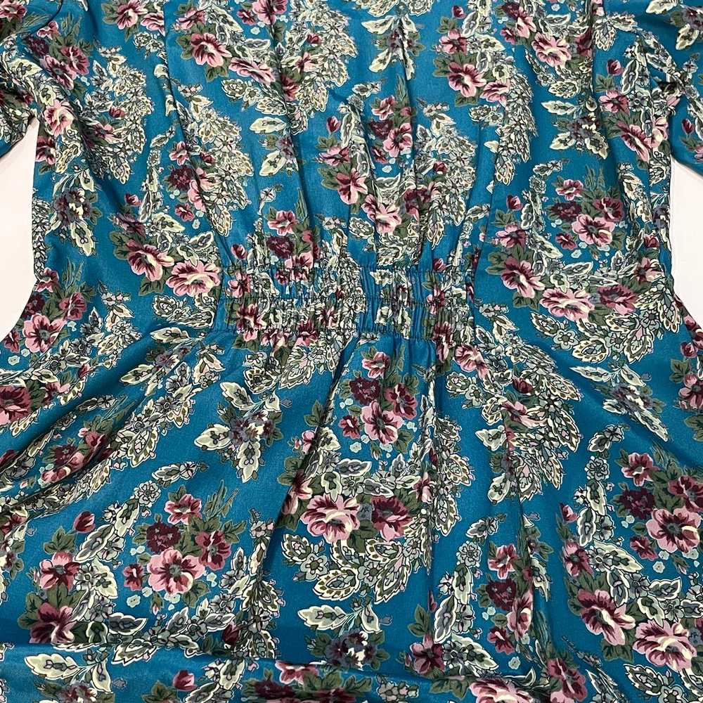 Vintage 1980s Leslie Fay Petites Blue Floral Butt… - image 6