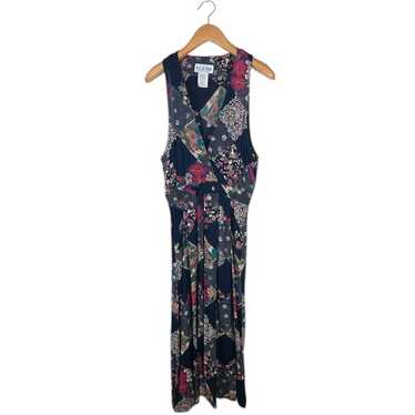 Vintage RJ Stevens Floral Overall Jumper Dress Siz