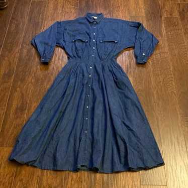 Vintage 90s Liz Claiborne Western Denim Dress - image 1