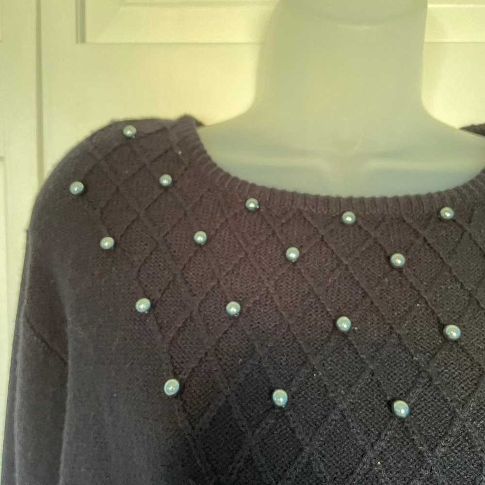 Vintage Sweater Dress Knit Pearl Gems Winter Holi… - image 6