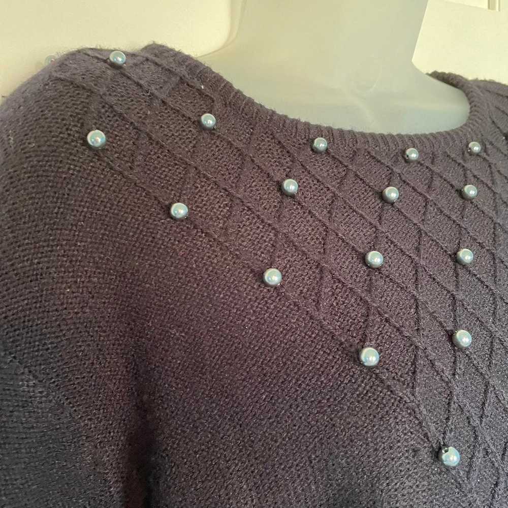 Vintage Sweater Dress Knit Pearl Gems Winter Holi… - image 8