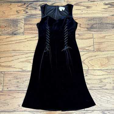 Size 10 Vintage 90's Papell Boutique Black Velvet… - image 1