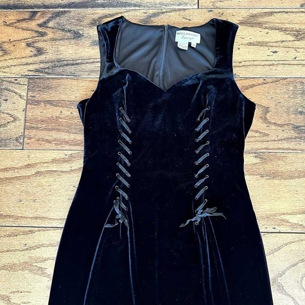 Size 10 Vintage 90's Papell Boutique Black Velvet… - image 2