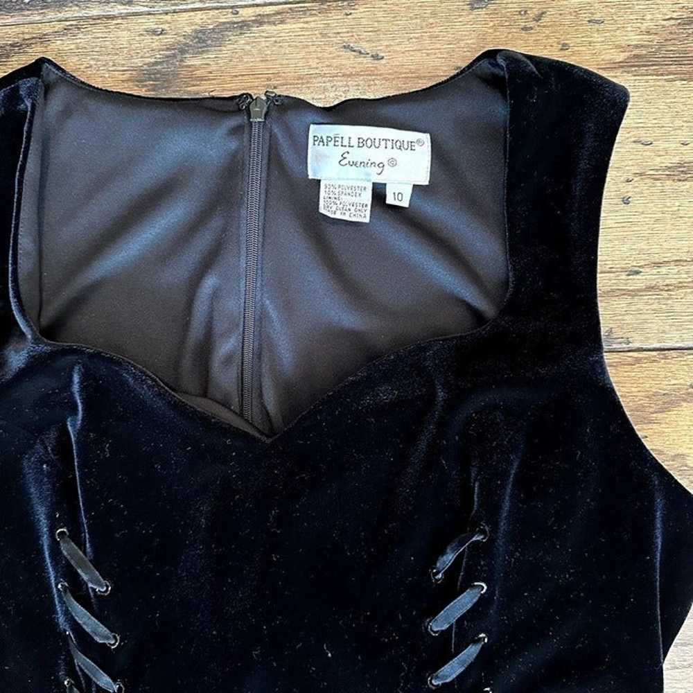 Size 10 Vintage 90's Papell Boutique Black Velvet… - image 4