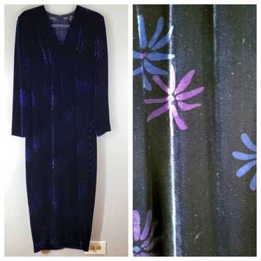 Vintage LIZ CLAIBORNE navy silk velvet floral surp