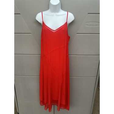 Elie Tahari Red 100% silk Shirley Slip Midi Dress… - image 1