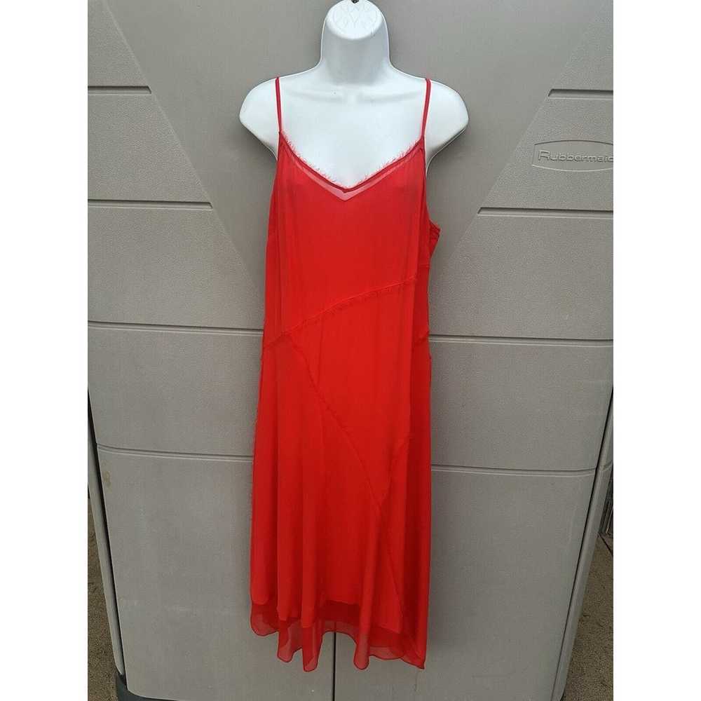 Elie Tahari Red 100% silk Shirley Slip Midi Dress… - image 3