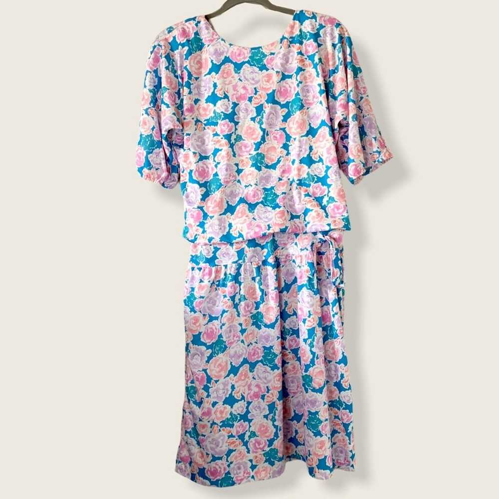 1980's Vintage Dress, pastel floral KR of NY - image 2