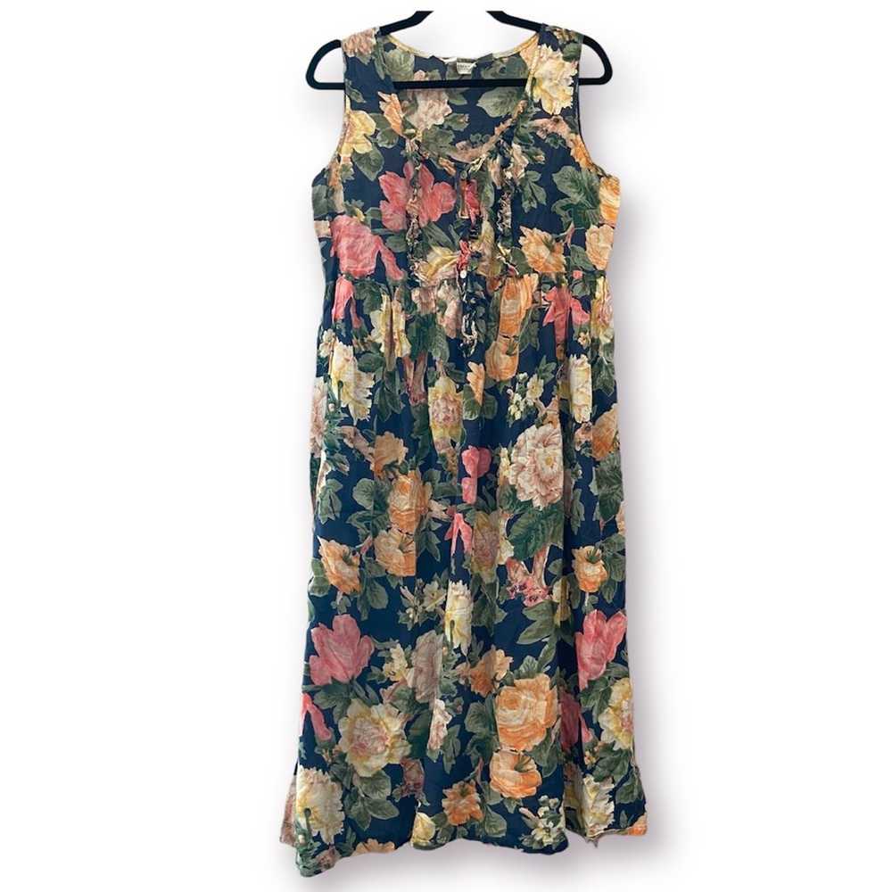 VINTAGE 90’s Floral Sleeveless Cottagecore Prairi… - image 1