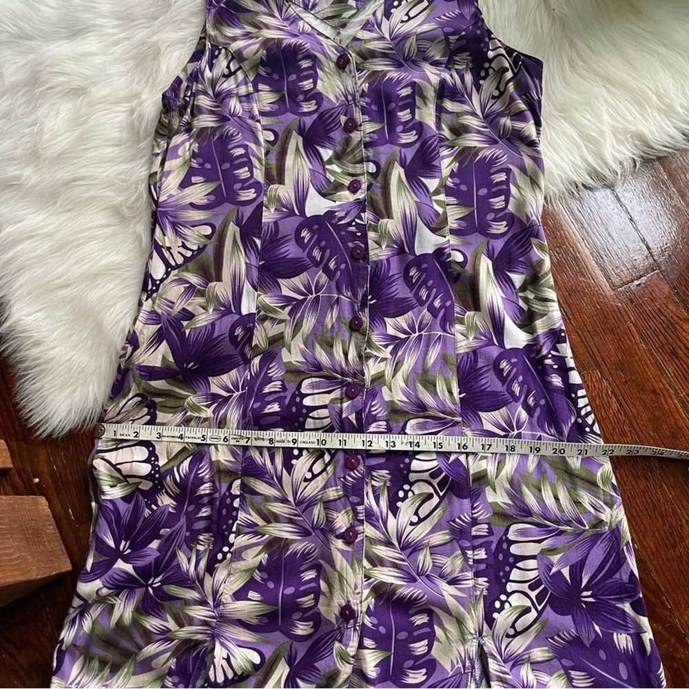 90s Vintage Purple Floral Dress Sun Hawaiian Flow… - image 10