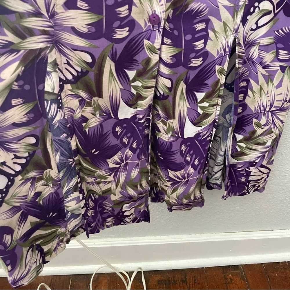 90s Vintage Purple Floral Dress Sun Hawaiian Flow… - image 11