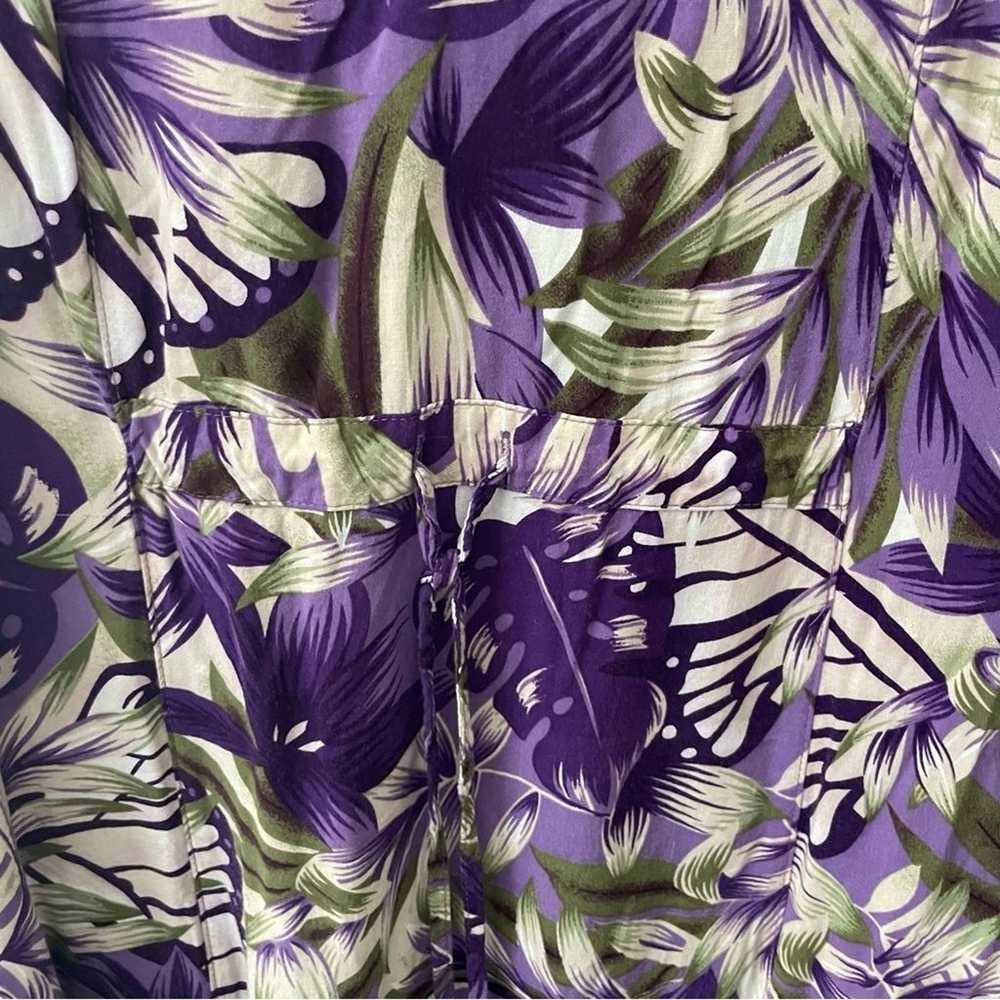 90s Vintage Purple Floral Dress Sun Hawaiian Flow… - image 12