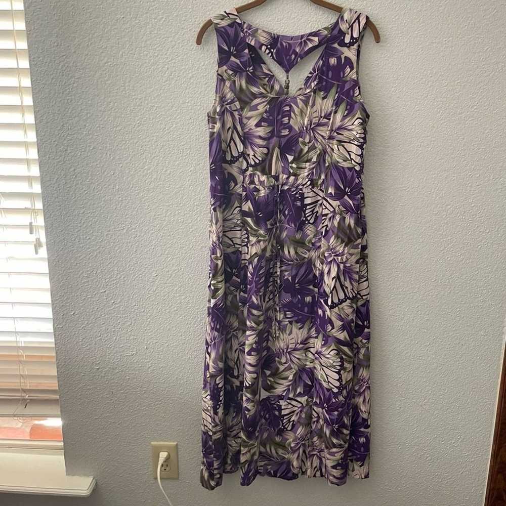 90s Vintage Purple Floral Dress Sun Hawaiian Flow… - image 2