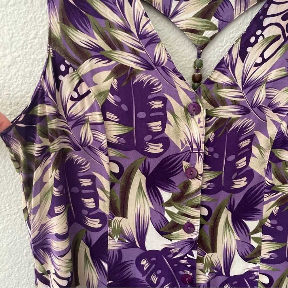 90s Vintage Purple Floral Dress Sun Hawaiian Flow… - image 3