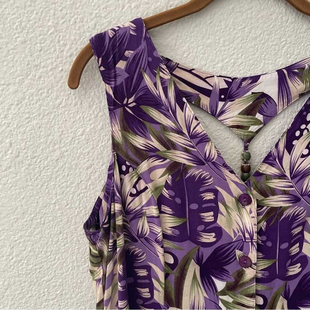 90s Vintage Purple Floral Dress Sun Hawaiian Flow… - image 5