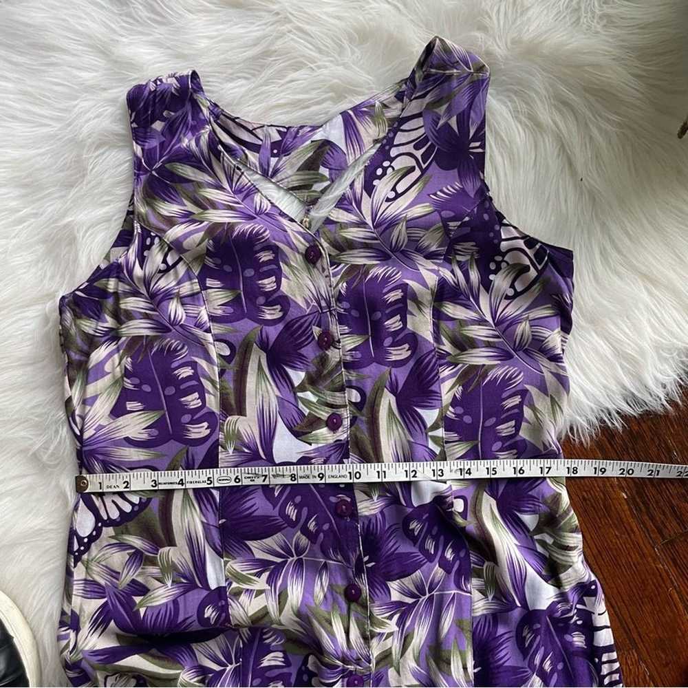 90s Vintage Purple Floral Dress Sun Hawaiian Flow… - image 6