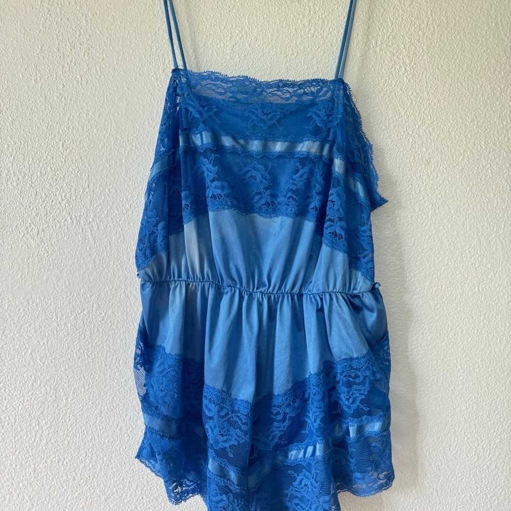 Vintage texsheen lingerie blue teddy - image 1