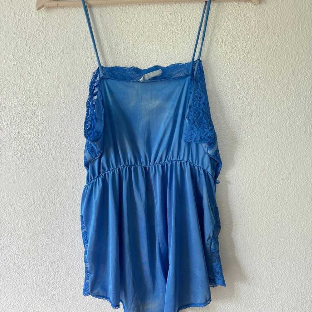 Vintage texsheen lingerie blue teddy - image 3