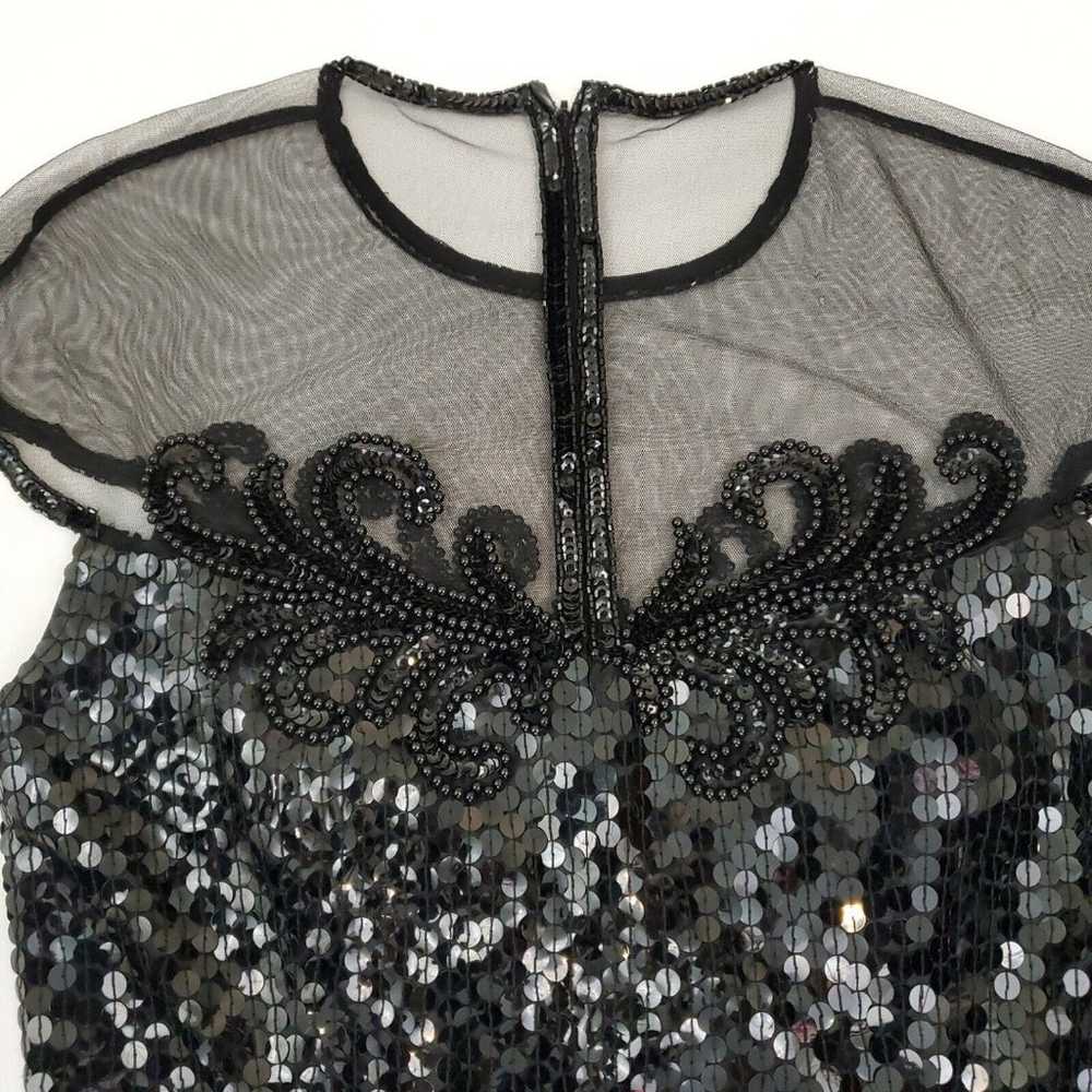 Nite Line Vintage Sequin Cocktail Dress Beaded Bl… - image 6