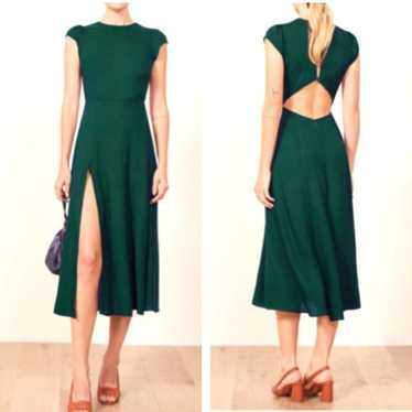 Reformation Gavin Midi Dress Open Back Green Size 