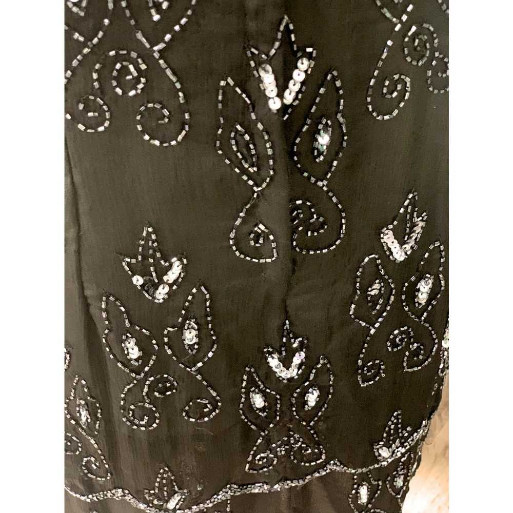 Vintage Stenay 100% Silk Chiffon Beaded Black Coc… - image 9