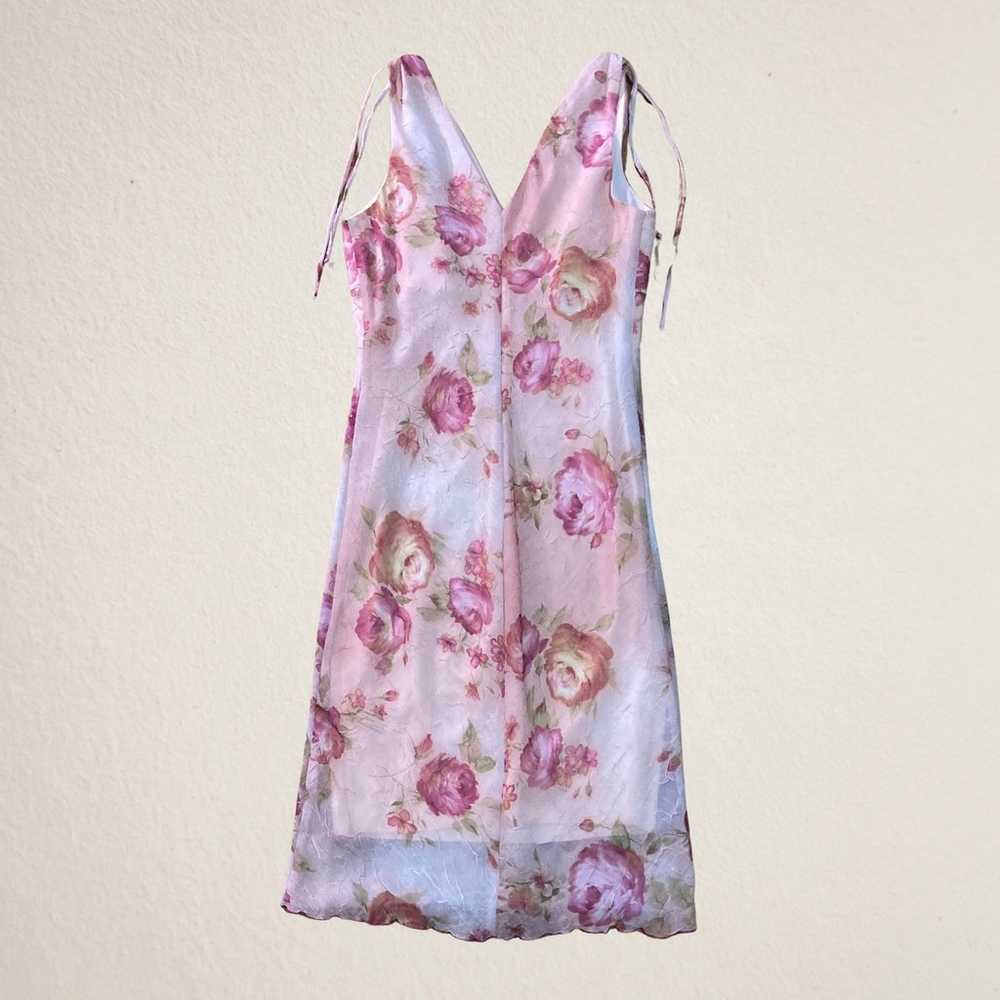 Vintage Y2K pink floral rose romantic surplice wr… - image 2