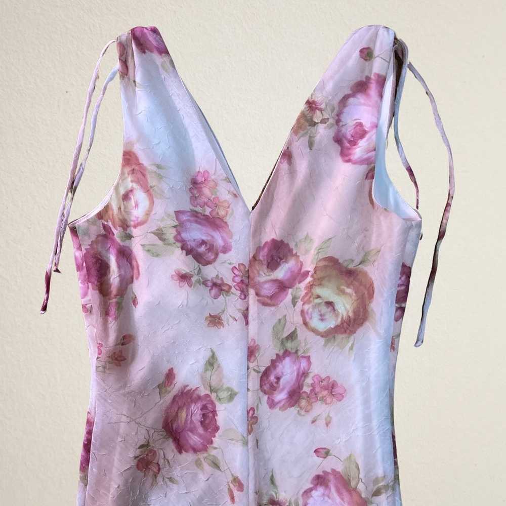 Vintage Y2K pink floral rose romantic surplice wr… - image 3